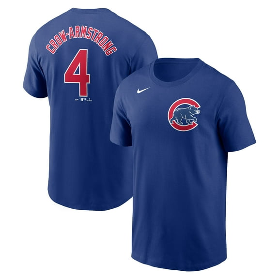 Men's Nike Pete Crow-Armstrong Royal Chicago Cubs Fuse Name & Number T-Shirt