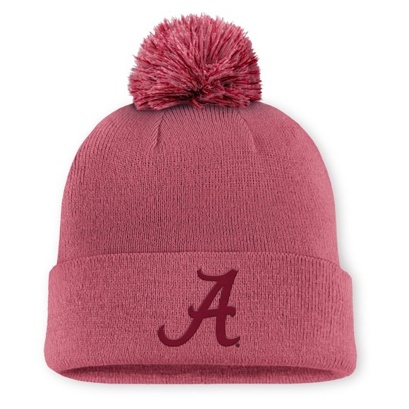 Men's Nike Pink Alabama Crimson Tide Primetime Peak Campus Cuffed Knit Hat with Pom