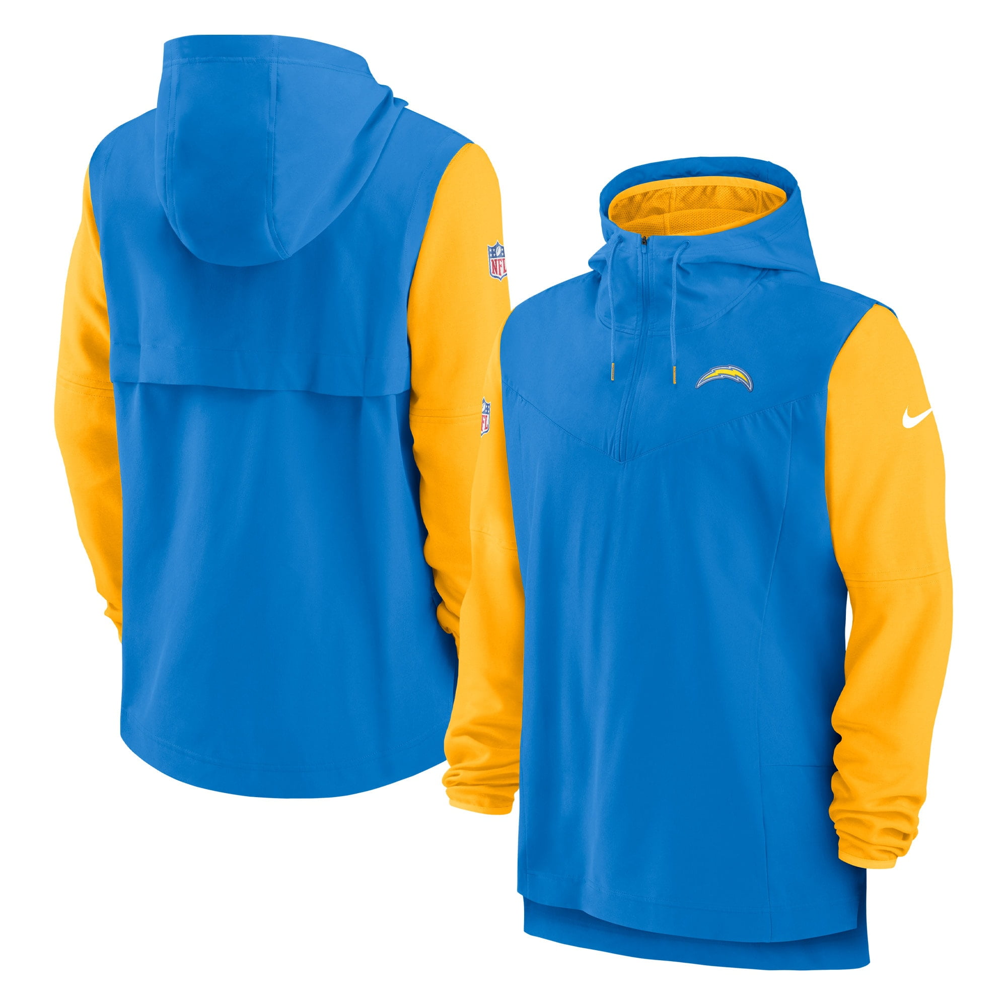 Men s Nike Powder Blue Gold Los Angeles Chargers Sideline Player Quarter Zip Hoodie Walmart