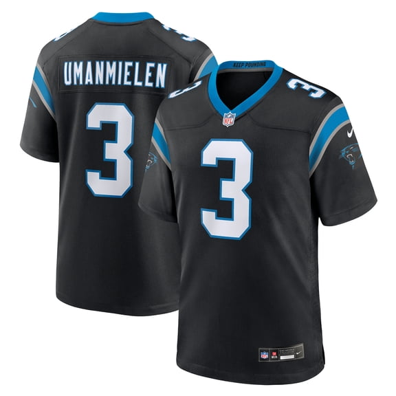 Men's Nike Princely Umanmielen  Black Carolina Panthers Team Game Jersey
