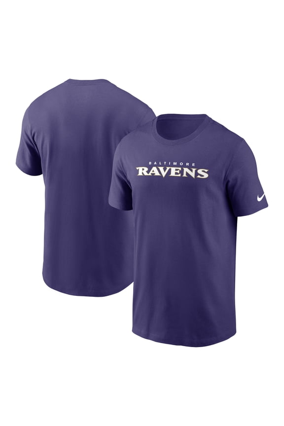 Men's Nike Purple Baltimore Ravens Primetime Wordmark Essential T-Shirt