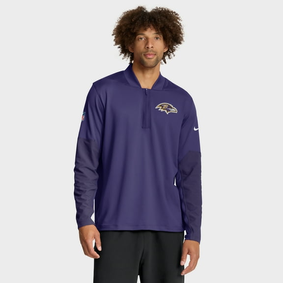 Men's Nike Purple Baltimore Ravens Sideline Dri-FIT Half-Zip Pullover