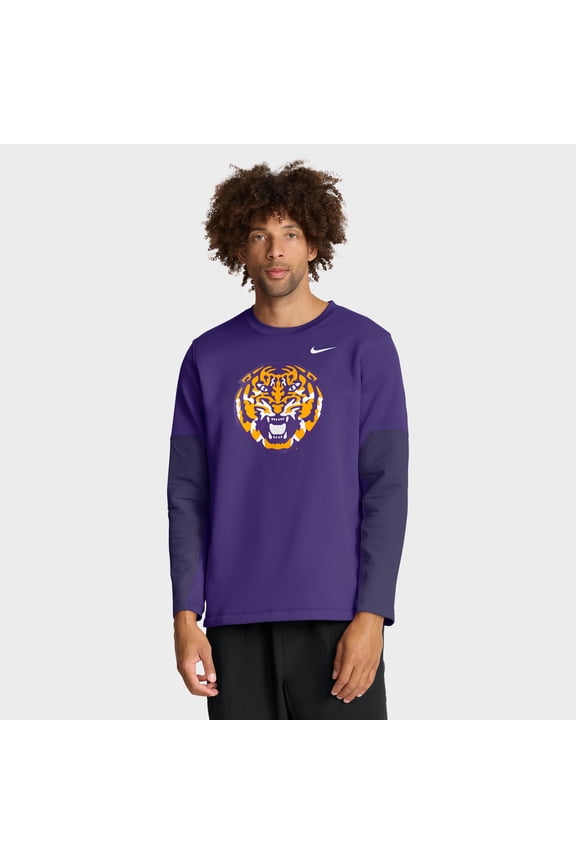 Men's Nike Purple LSU Tigers 2025 Sideline Coach Therma-FIT Long Sleeve T-Shirt