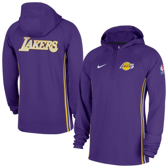 Men's Nike  Purple Los Angeles Lakers Authentic On Court Zone Quarter-Zip Dri-FIT Hoodie Jacket