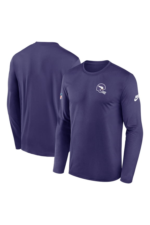 Men's Nike Purple Minnesota Vikings Legend Small Logo Dri-FIT Long Sleeve T-Shirt
