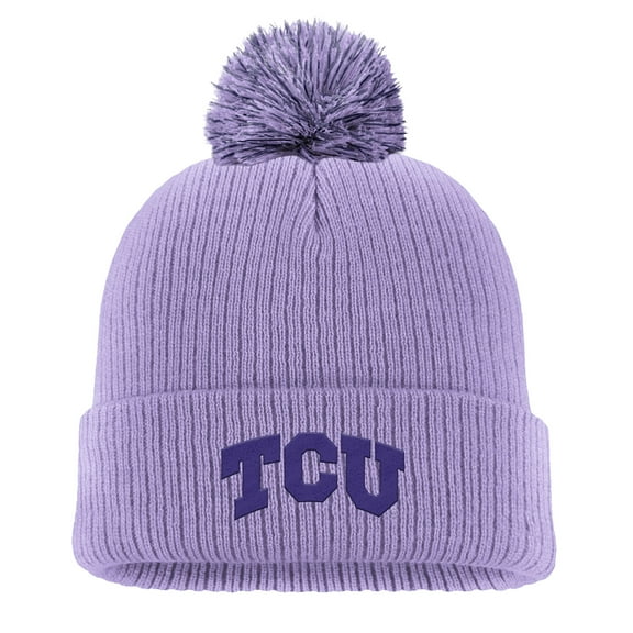 Men's Nike Purple TCU Horned Frogs Tonal Peak Cuffed Knit Hat with Pom