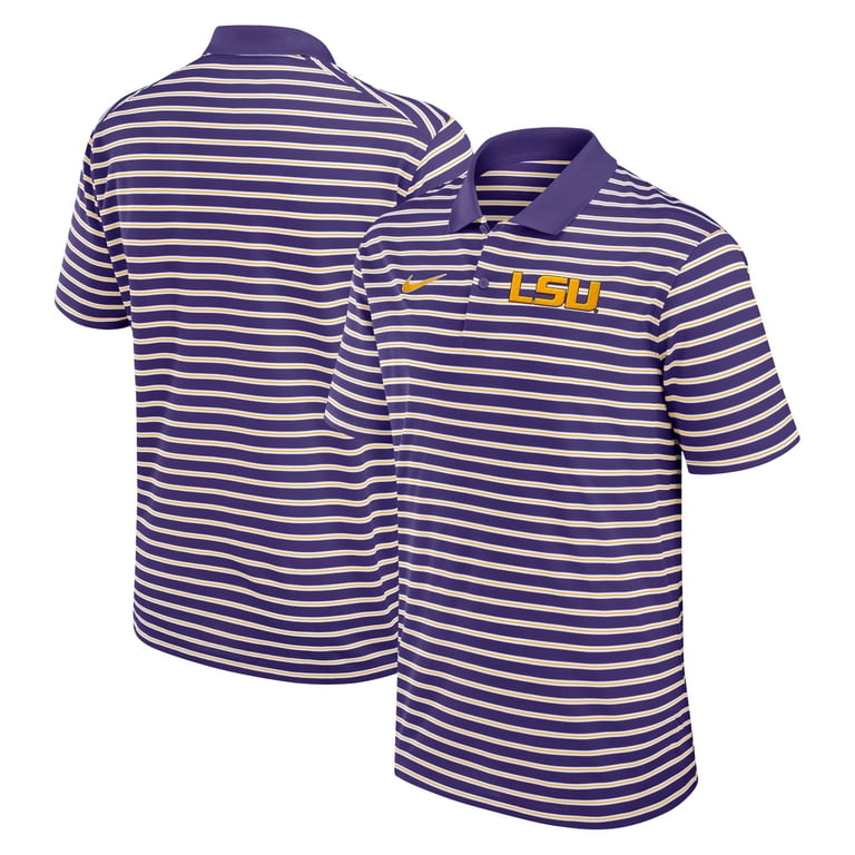 Men s Nike Purple White LSU Tigers Primetime Victory Striped Performance Polo Walmart