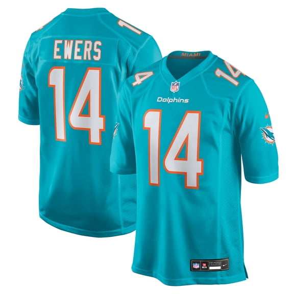 Men's Nike Quinn Ewers  Aqua Miami Dolphins Team Game Jersey