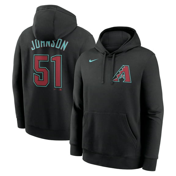 Men's Nike Randy Johnson Black Arizona Diamondbacks Player Name & Number Club Pullover Hoodie