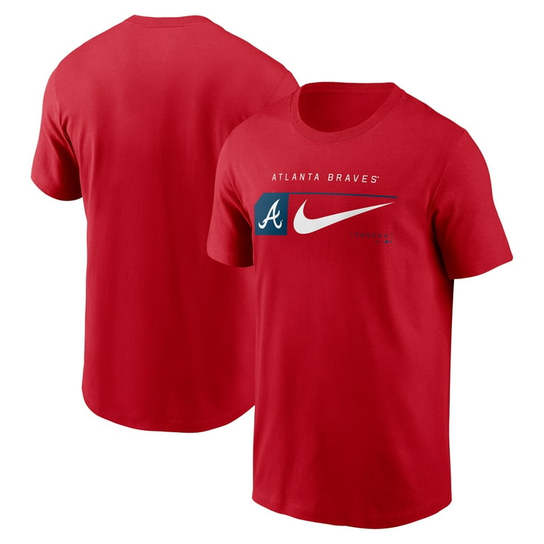 Men s Nike Red Atlanta Braves Team Swoosh Lockup T Shirt