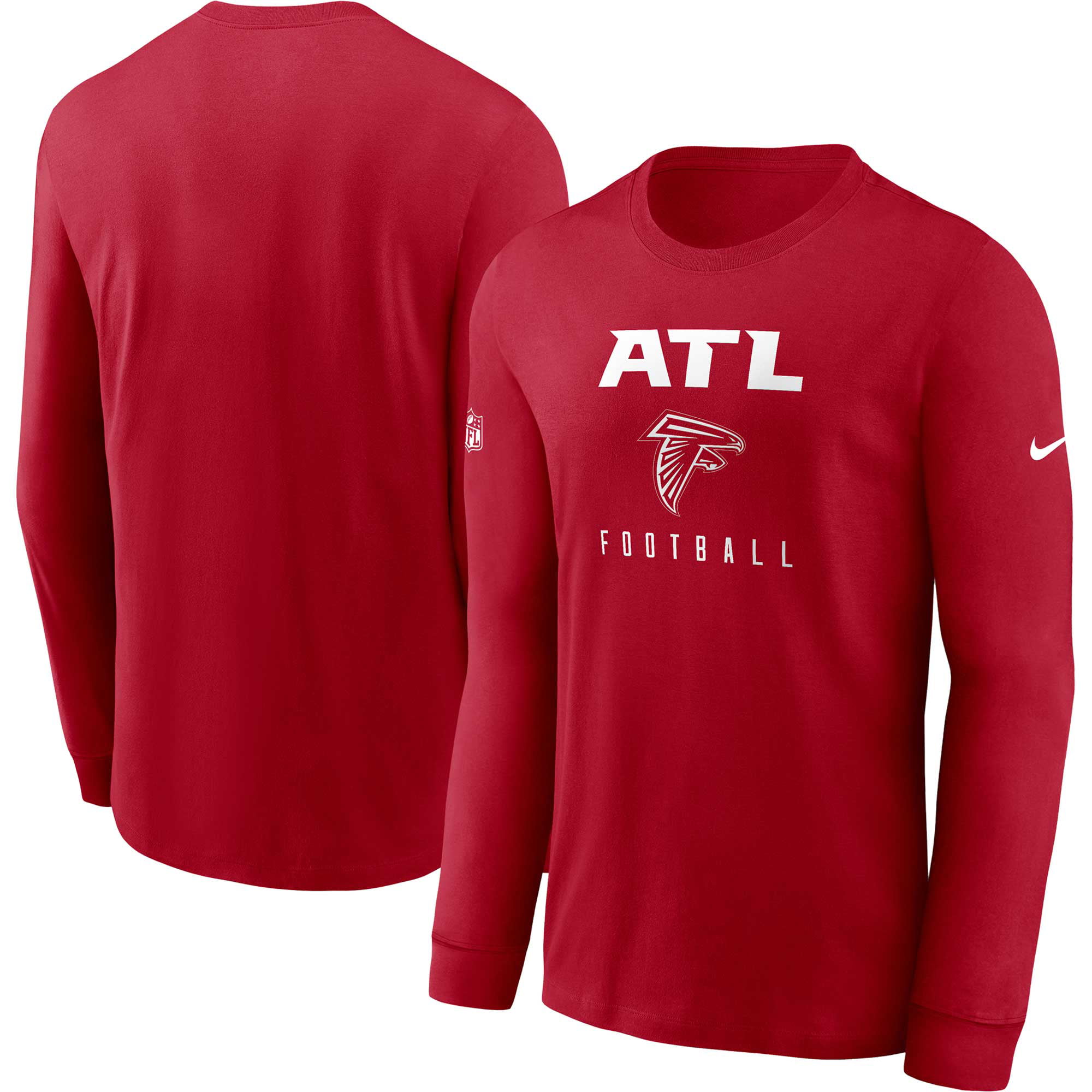 Men's Nike Red Atlanta Falcons Sideline Performance Long Sleeve T-Shirt ...