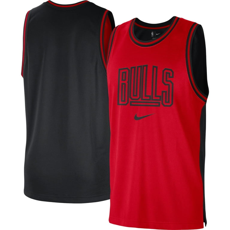 Men s Nike Red Black Chicago Bulls Courtside Versus Force Split DNA Performance Mesh Tank Top
