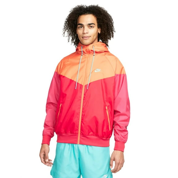Men's Nike Red Clay/Orng/Lght Crimson Sportswear Wndrunner Hooded Jacket - M