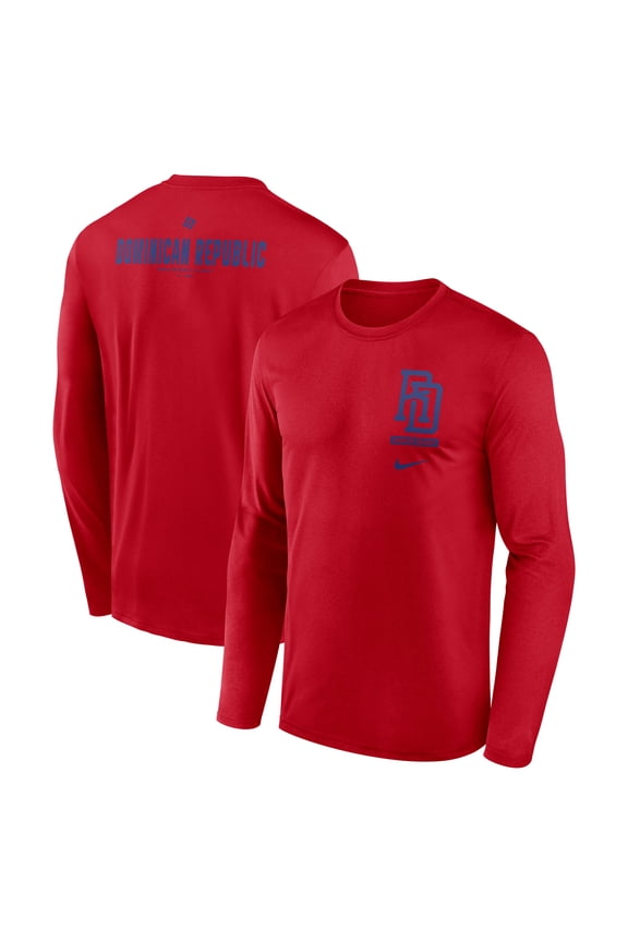 Men's Nike  Red Dominican Republic Baseball 2026 World Baseball Classic Legend Dri-FIT Long Sleeve T-Shirt