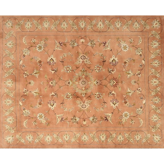 Ahgly Company Machine Washable Indoor Rectangle Traditional Pumpkin Orange Area Rugs, 8' x 12'