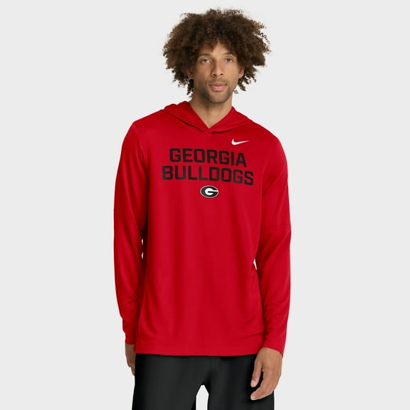 Men's Nike Red Georgia Bulldogs 2025 Sideline Dri-FIT Long Sleeve Hoodie T-Shirt