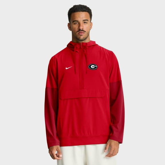 Men's Nike Red Georgia Bulldogs Anorak Half-Zip Hoodie Jacket