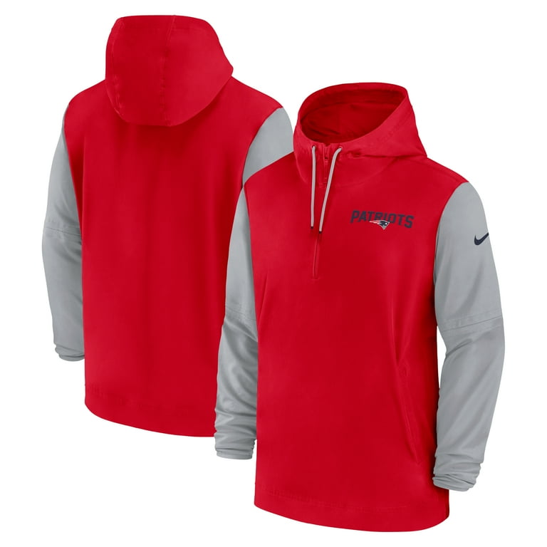 Men s Nike Red Gray New England Patriots 2024 25 Sideline Pre Game Player 1 2 Zip Hoodie Jacket Walmart