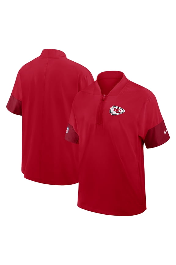 Men's Nike Red Kansas City Chiefs Sideline Short Sleeve Quarter-Zip Dri-FIT Coach Jacket