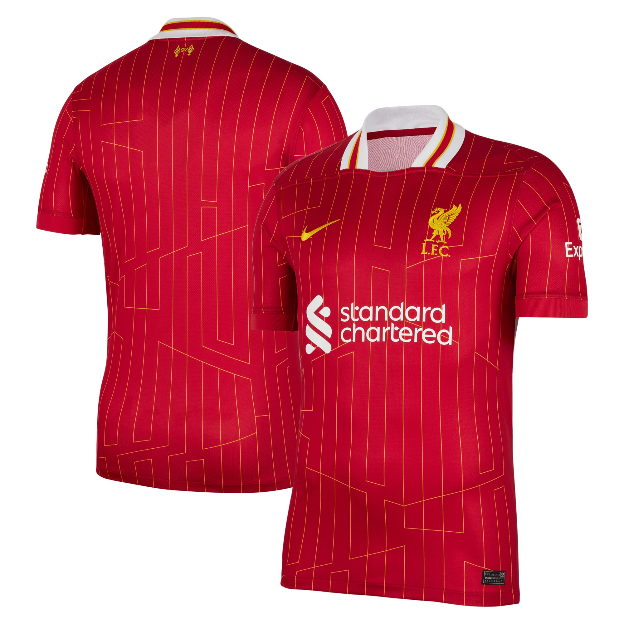 Men's Small Red and Yellow Polyester Liverpool Replica Jersey