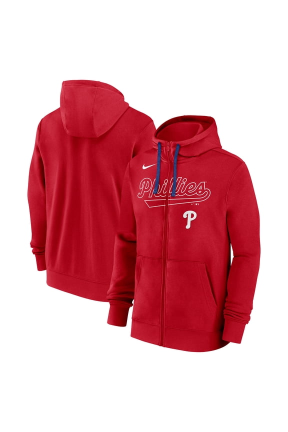 Men's Nike Red Philadelphia Phillies Knockout Script Full-Zip Hoodie