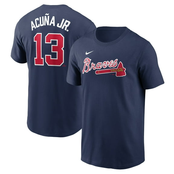 Men's Nike Ronald Acu-a Jr. Navy Atlanta Braves Fuse Name & Number T-Shirt
