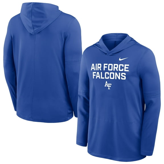 Men's Nike Royal Air Force Falcons 2025 Sideline Lightweight Dri-FIT Long Sleeve Hoodie T-Shirt