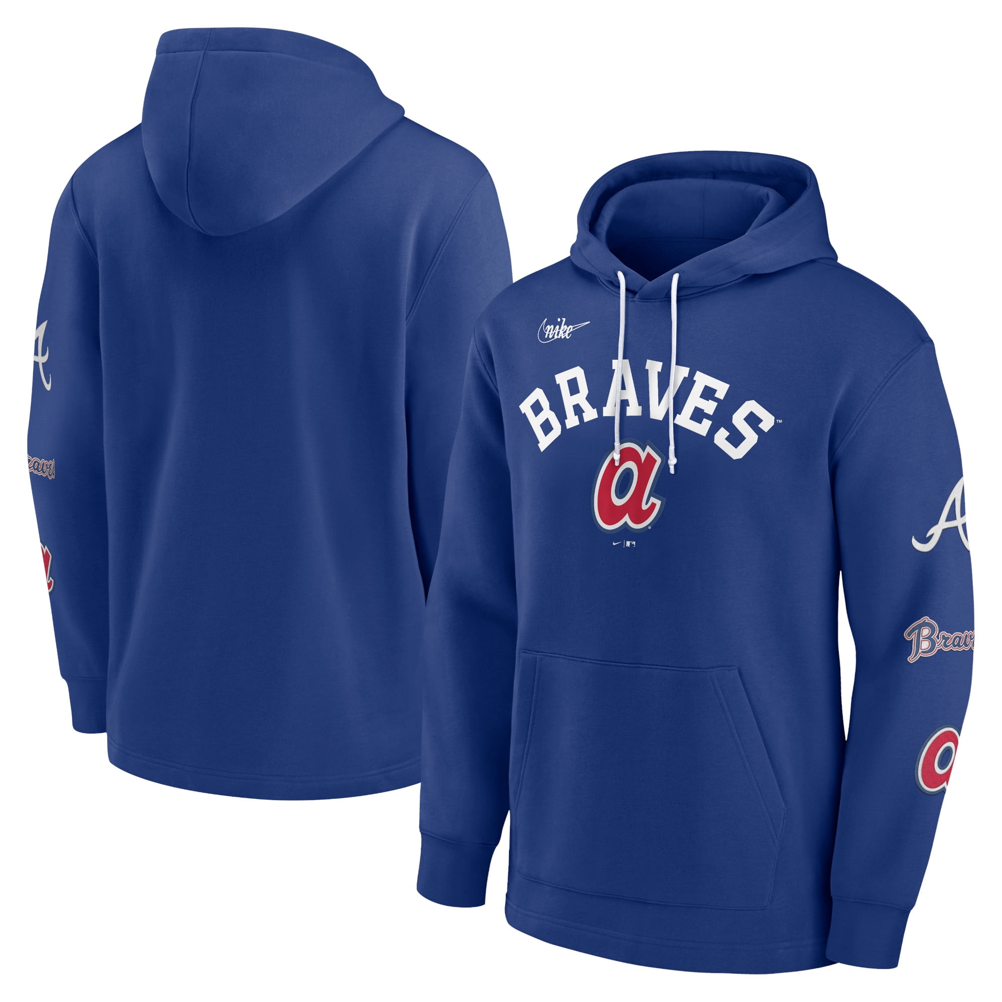 Men s Nike Royal Atlanta Braves Rewind Lefty Pullover Hoodie