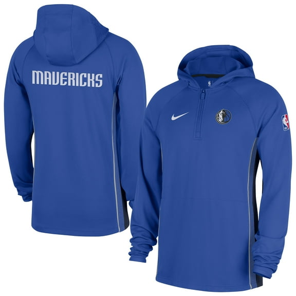 Men's Nike  Royal Dallas Mavericks Authentic On Court Zone Quarter-Zip Dri-FIT Hoodie Jacket
