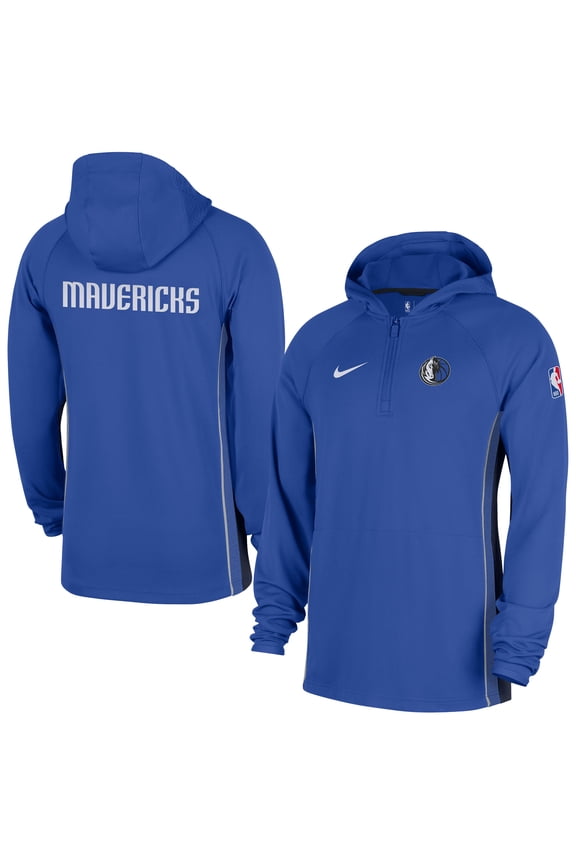 Men's Nike Royal Dallas Mavericks Authentic On Court Zone Quarter-Zip Dri-FIT Hoodie Jacket