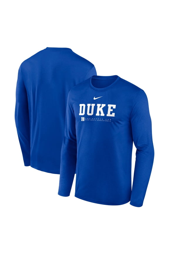 Men's Nike Royal Duke Blue Devils 2025 Courtside Basketball Shootaround Legend Dri-FIT Long Sleeve T-Shirt