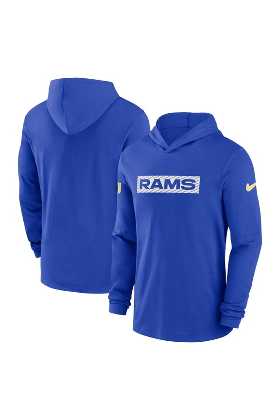 Men's Nike Royal Los Angeles Rams 2024/25 Sideline Performance Long Sleeve Hoodie T-Shirt
