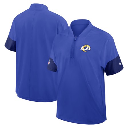 Men's Nike Royal Los Angeles Rams Sideline Short Sleeve Quarter-Zip Dri-FIT Coach Jacket