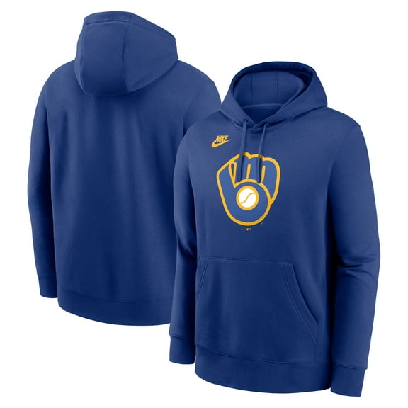 Men's Nike Royal Milwaukee Brewers Cooperstown Collection Logo Club Hoodie