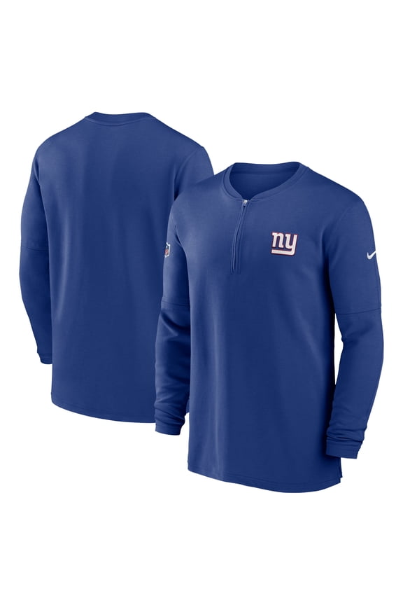 Men's Nike Royal New York Giants 2023 Sideline Performance Long Sleeve Tri-Blend Quarter-Zip Top