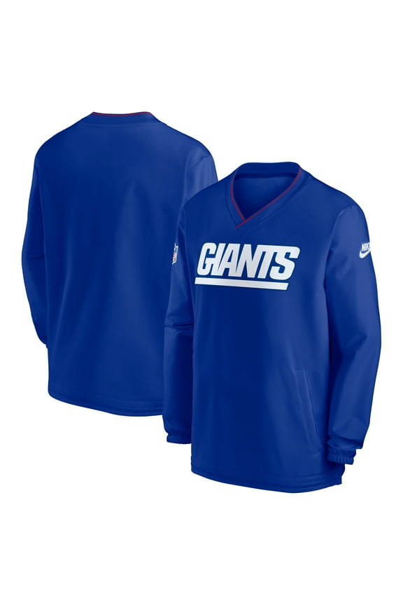 Men's Nike Royal New York Giants 2024 Sideline Throwback Logo Long-Sleeve V-Neck Windshirt