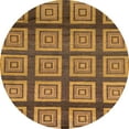thumbnail image 1 of Ahgly Company Machine Washable Indoor Round Abstract Saddle Brown Area Rugs, 4' Round, 1 of 7