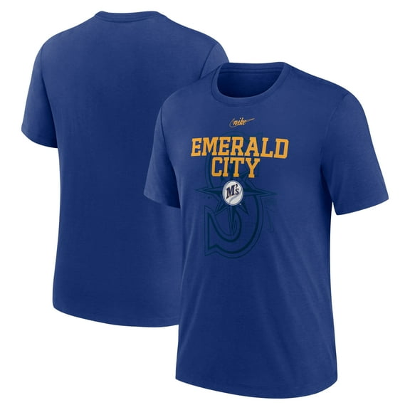 Men's Nike Royal Seattle Mariners Rewind Retro Tri-Blend T-Shirt