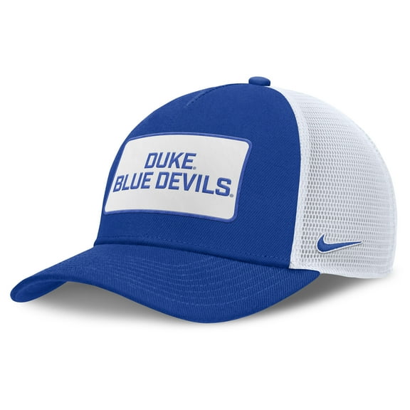 Men's Nike Royal/White Duke Blue Devils 2025 On-Field Rise Patch Trucker Adjustable Hat