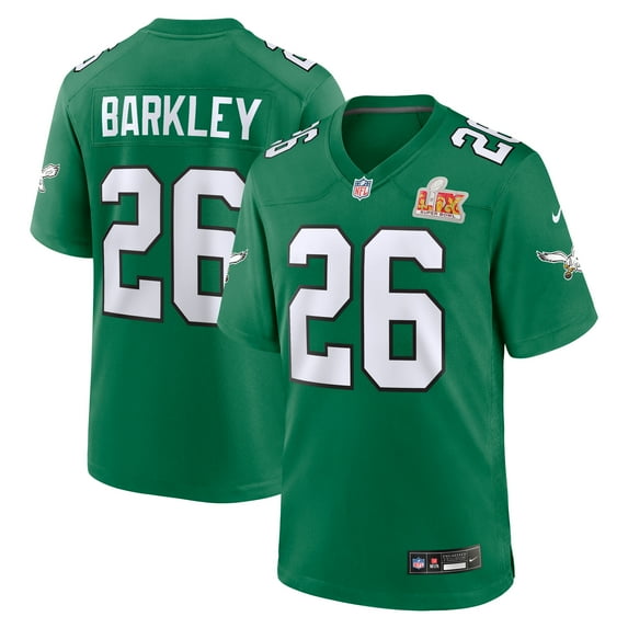 Men's Nike Saquon Barkley Kelly Green Philadelphia Eagles Super Bowl LIX 2nd Alternate Game Jersey