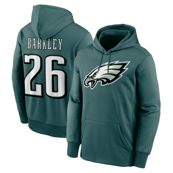 Men's Nike Saquon Barkley Midnight Green Philadelphia Eagles Player Name & Number Therma Hoodie