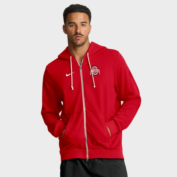 Men's Nike Scarlet Ohio State Buckeyes 2025 Sideline Standard Issue Dri-FIT Full-Zip Hoodie
