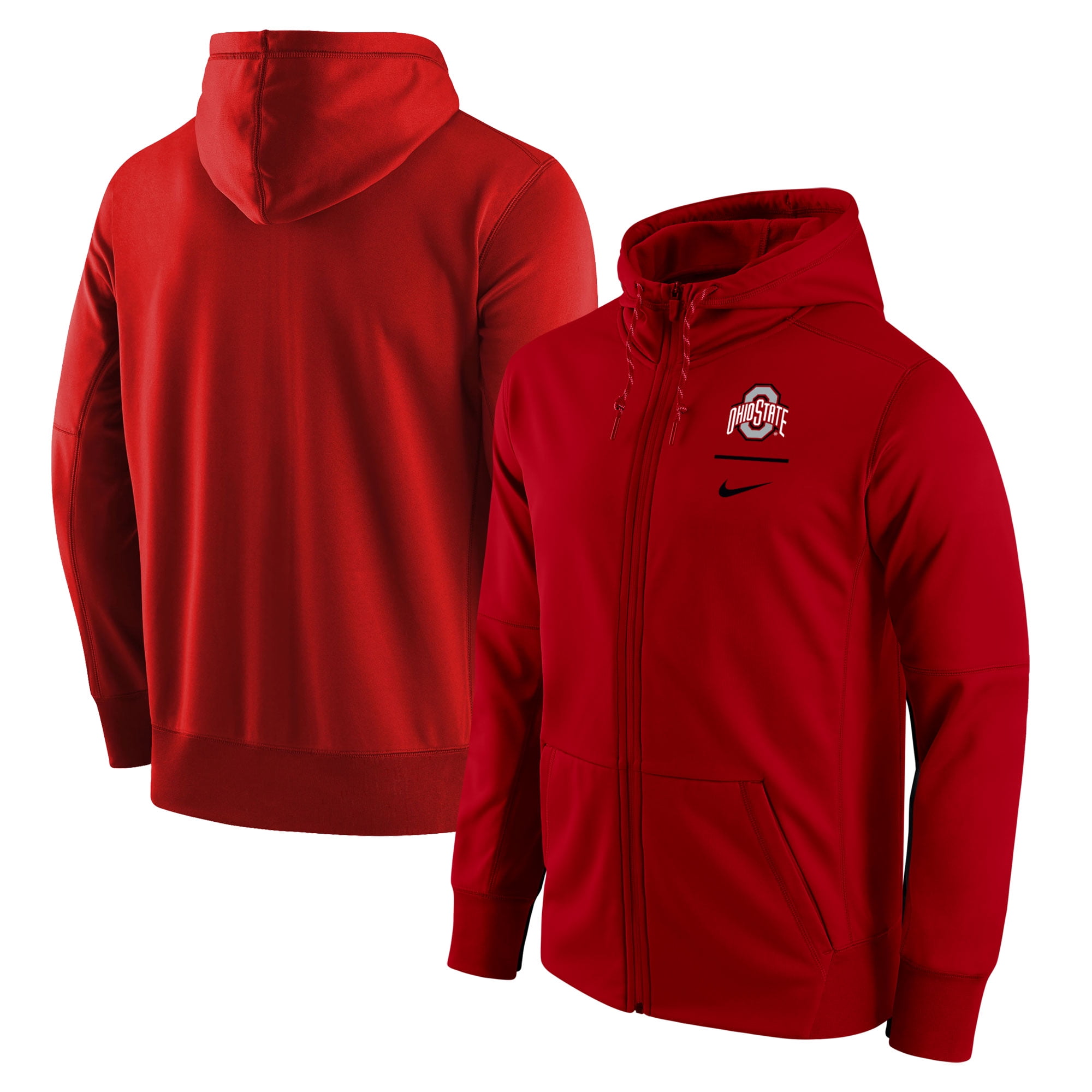 Men s Nike Scarlet Ohio State Buckeyes Logo Stack Therma Performance Full Zip Hoodie Walmart