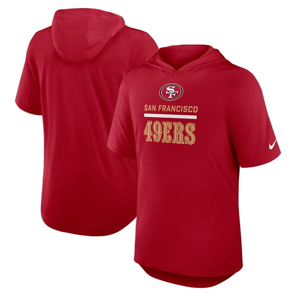Men's Nike Scarlet San Francisco 49ers Lockup Tri-Blend Hoodie T-Shirt
