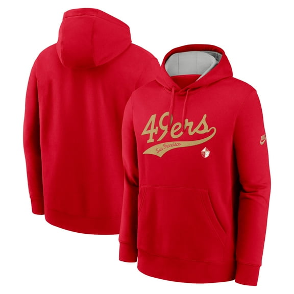 Men's Nike Scarlet San Francisco 49ers Rewind Club Logo Pullover Hoodie