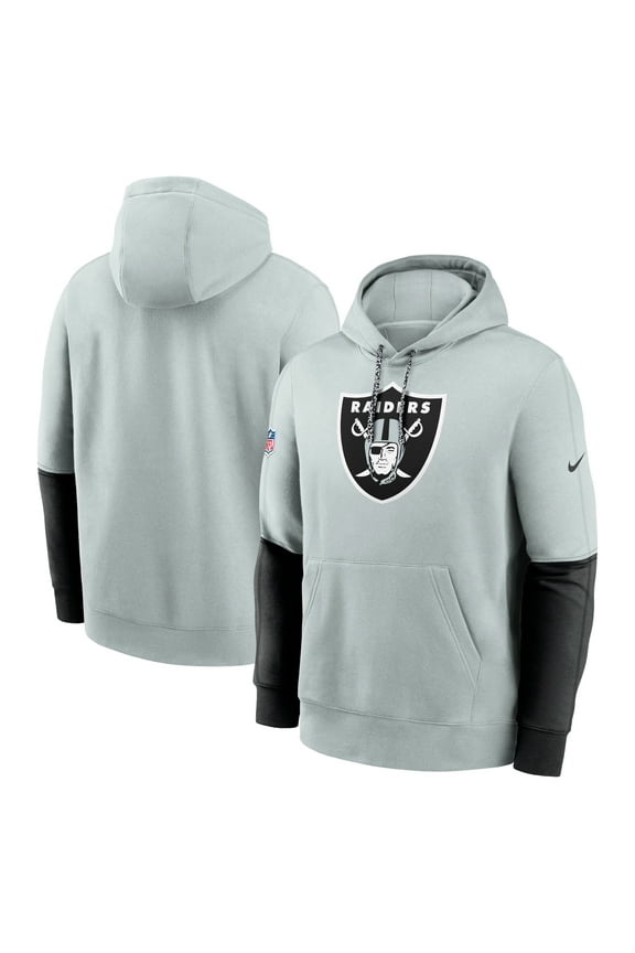 Men's Nike Silver Las Vegas Raiders 2024 Sideline Club Pullover Hoodie