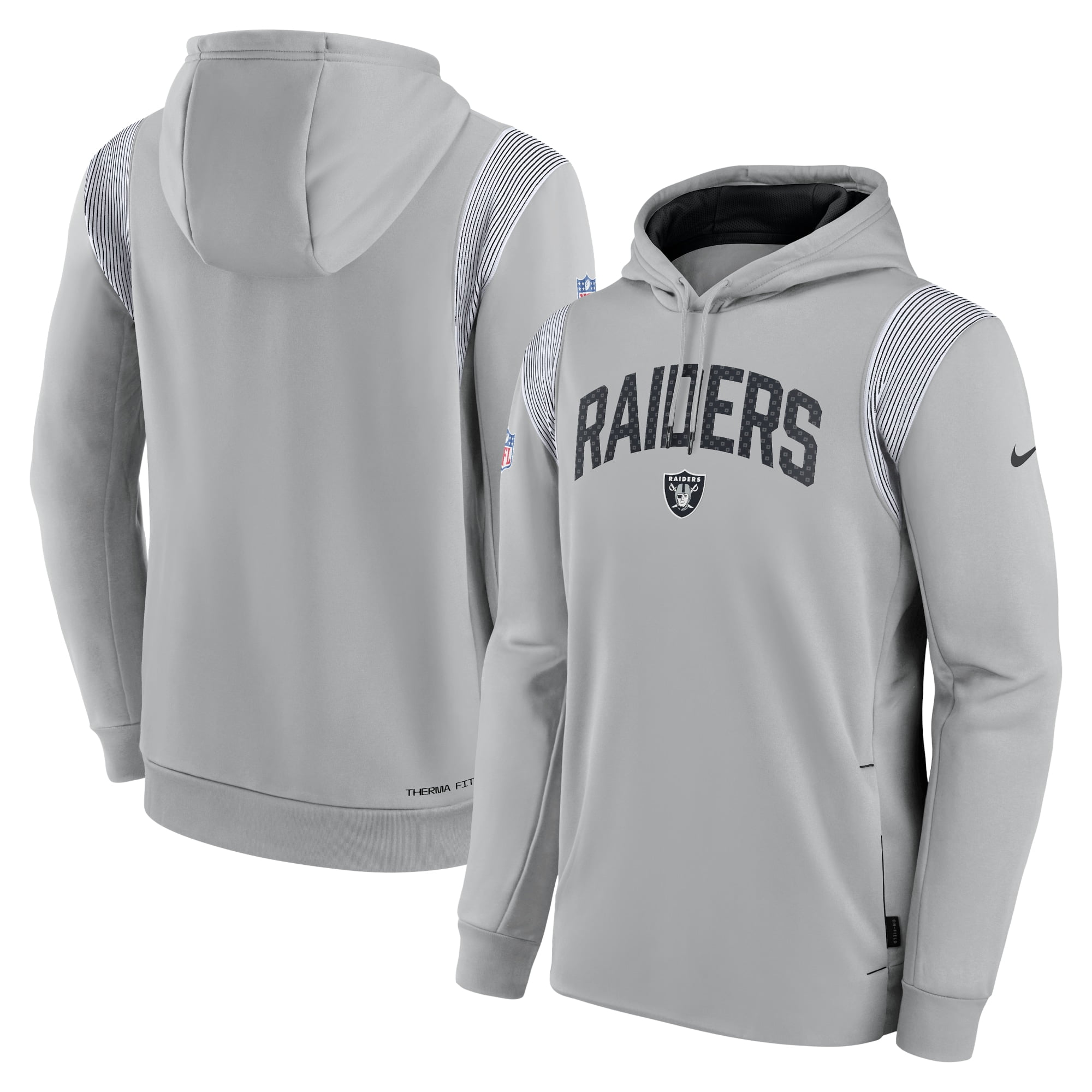 Men s Nike Silver Las Vegas Raiders Sideline Athletic Stack Performance Pullover Hoodie Walmart