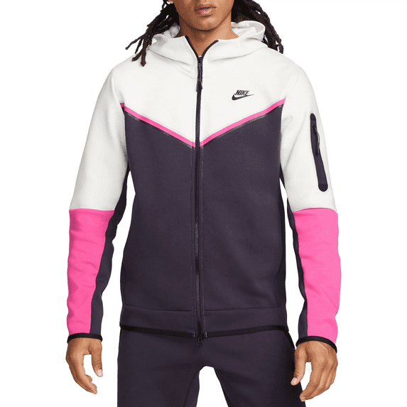 Men's Nike Sportswear Beige/Pink/Black Tech Fleece Full-Zip Hoodie - L