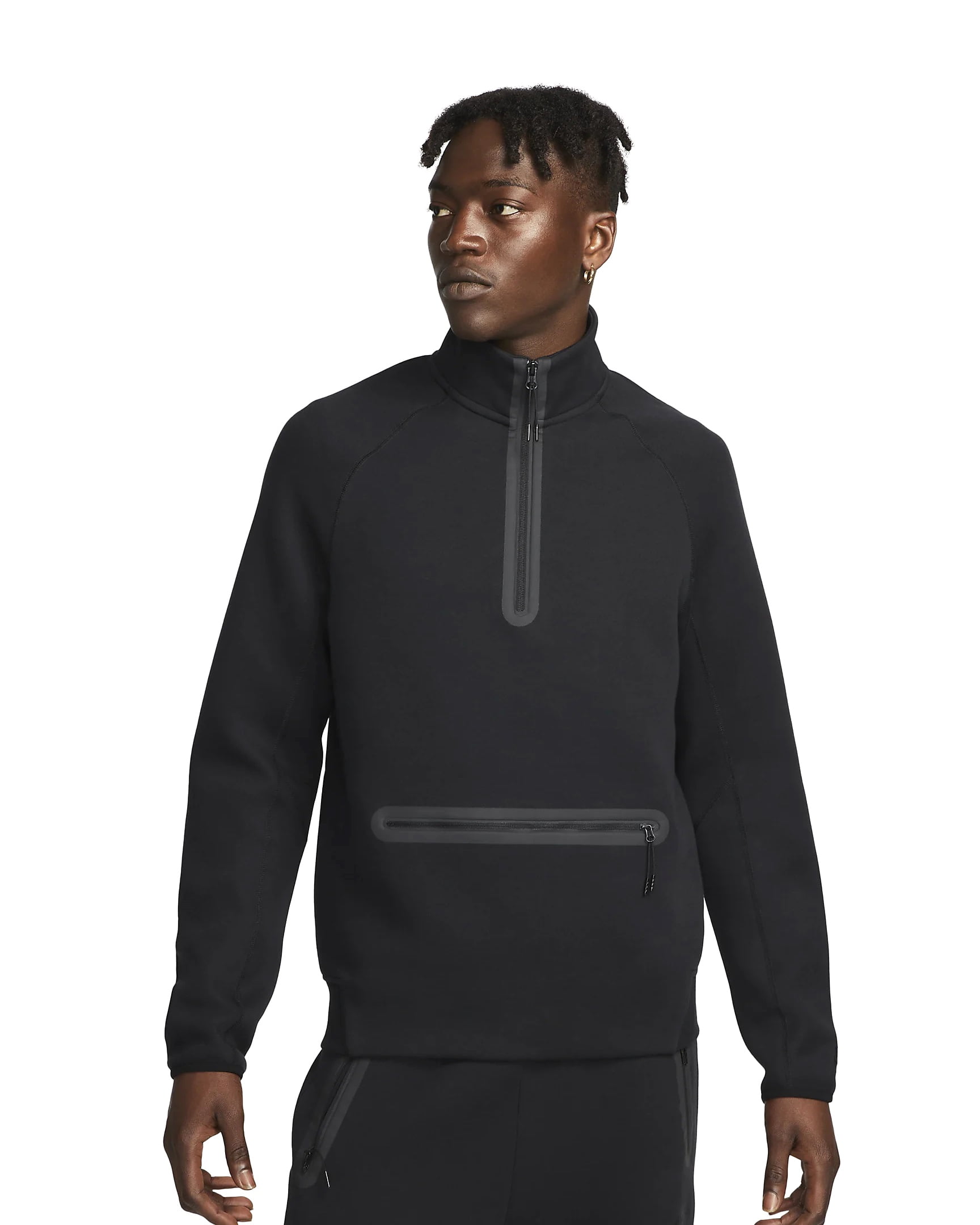 Men's Nike Sportswear Black Tech Fleece Half Zip Sweatshirt - L