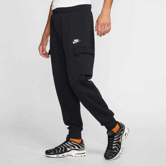 Men's Nike Sportswear Club Fleece Cargo Pants Color: Black White Size: L